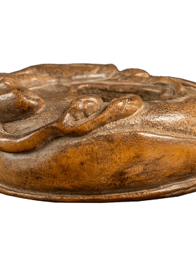 竹雕玉兰花水盂摆件文房雅器