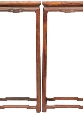 二十世纪红木回纹花几（一对）中式古典家具收藏红木花架摆件