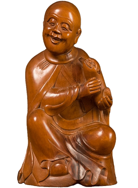 清代黄杨木雕戏狮罗汉