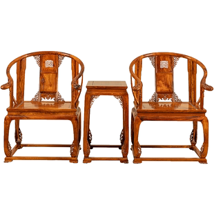 黄花梨皇宫圈椅成套(两椅一几)中式古典家具收藏海南黄花梨椅子