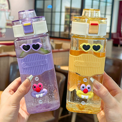 大容量弹盖设计两用方形吸管杯