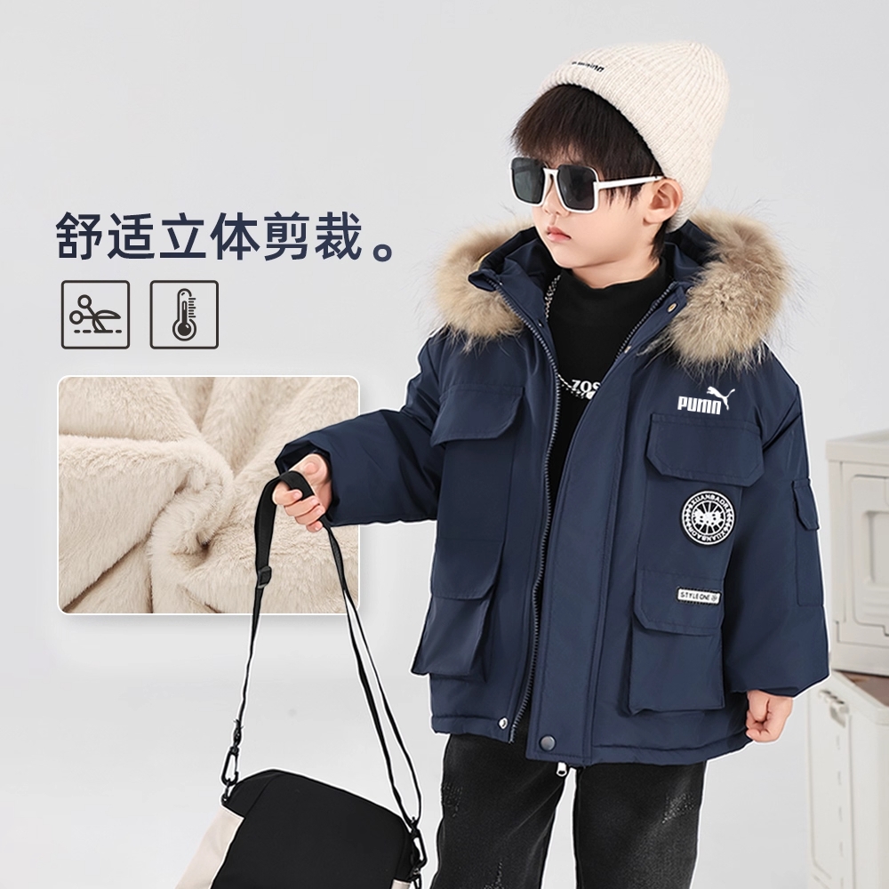 奥莱专柜男童羽绒棉服防风外套