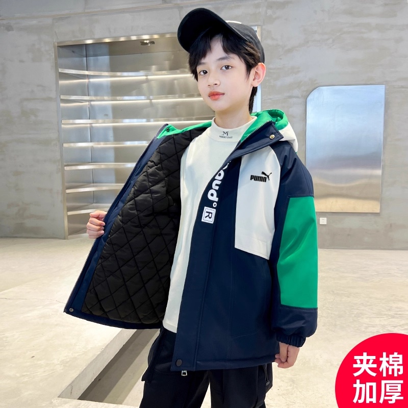 奥莱专柜男童外套夹棉加厚冲锋衣