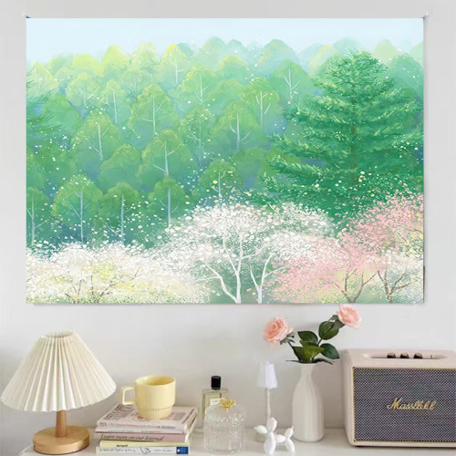 治愈系风景艺术ins背景墙装饰挂布宿舍卧室温馨画布床头布置墙布