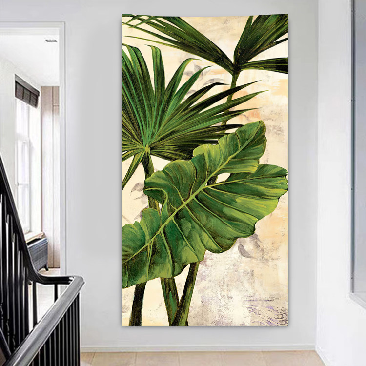 北欧ins热带雨林绿植背景墙布卧室客厅玄关装饰长挂布壁挂毯竖款