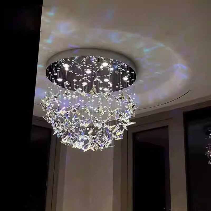 客厅吊灯水晶蝴蝶现代简约别墅复式楼餐厅吊灯吧台大厅卧室吊灯