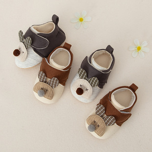 婴幼儿地板鞋 防滑软底男宝学步鞋 纯棉撞色萌鼠室内婴儿鞋 春秋新款