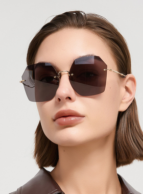 Hickmann高级感多边形无框太阳镜女潮流显脸小墨镜