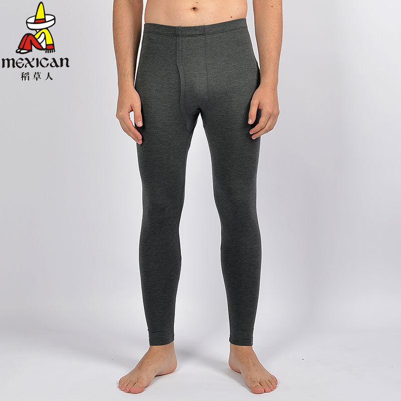 稻草人秋冬薄款莫代尔棉秋裤单件男士大码加大加肥打底线裤男1303