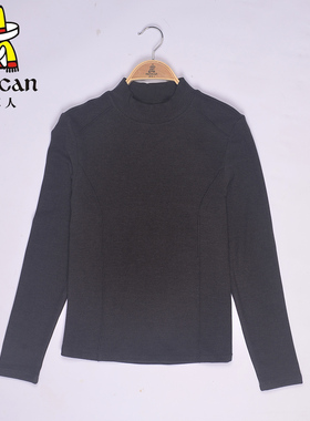 稻草人女士秋冬新款长袖半高领打底衫外穿显瘦保暖加绒秋衣54116