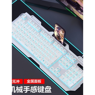发光电脑台式 双飞蛇机械手感有线键盘鼠标套装 USB字符灯光背光悬