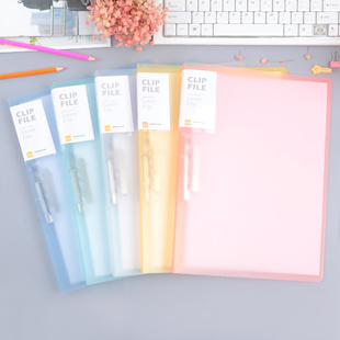 10个装a4文件夹透明强力夹子高颜值糖果彩色单夹双夹板办公用品资料夹加厚塑料档案夹学生试卷收纳夹朗诵稿夹