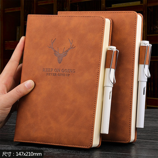 a5笔记本子厚本子加厚软皮面商务办公会议记录本横线记事本2022年新款 简约大学生考研日程本计划本日记本批发