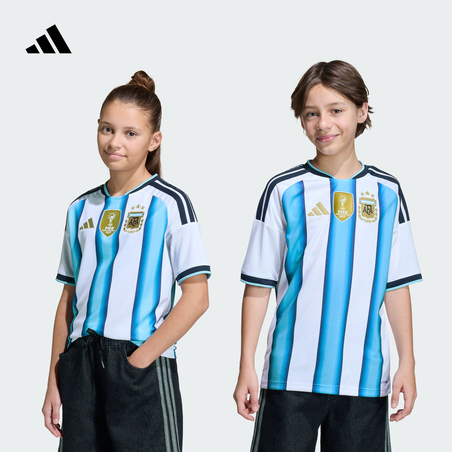 阿根廷国家队世界杯球衣 大童主场球迷版新款短袖adidas阿迪达斯