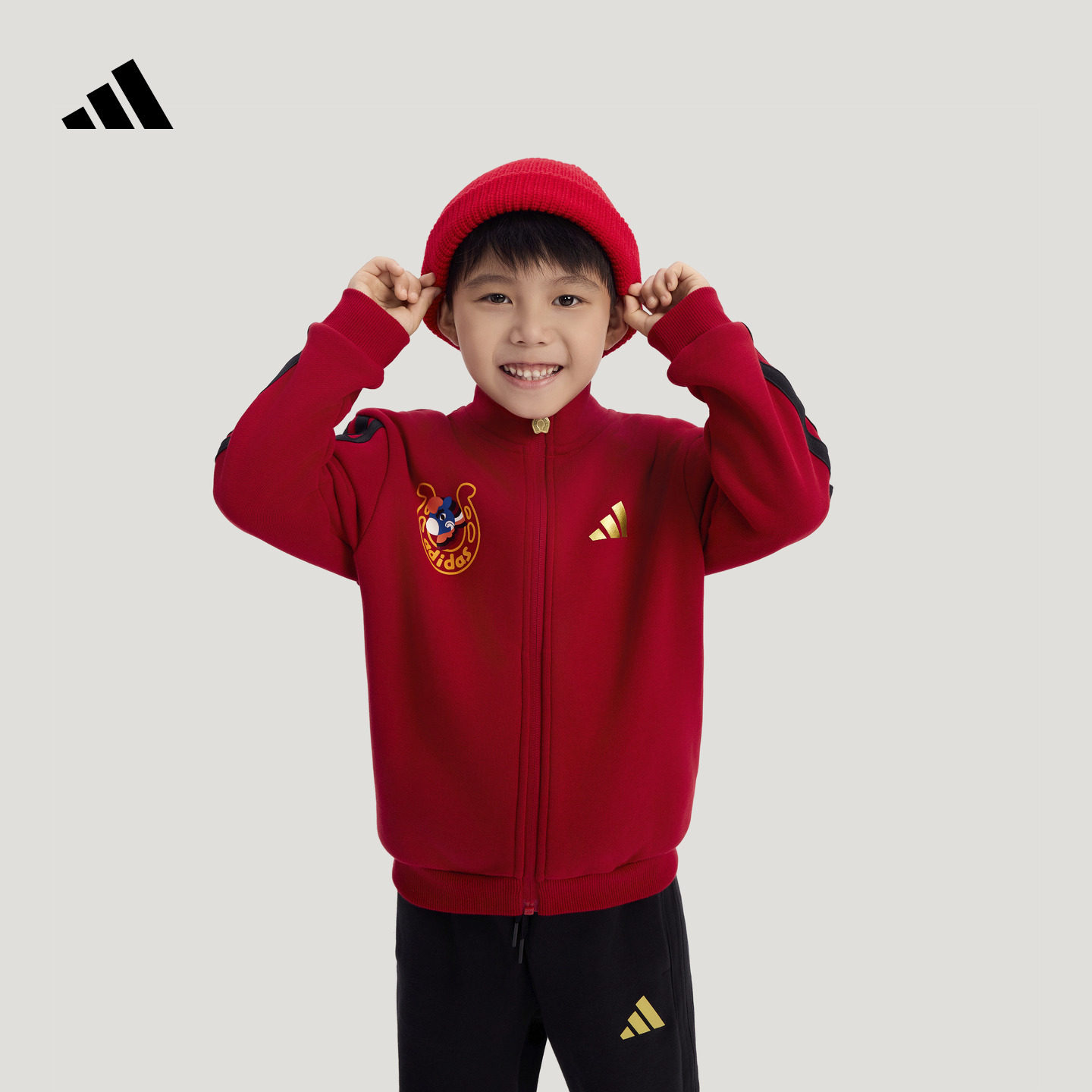 男小童毛圈布休闲针织长袖长裤套装秋冬adidas阿迪达斯官方轻运动