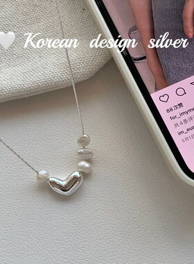韩国不规则扁豆S925纯银珍珠项链女2025新款轻奢小众叠戴锁骨链