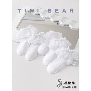 袜子面料搭tini小白时尚 袜bear百花边新款 儿童袜束缚舒适无夏季