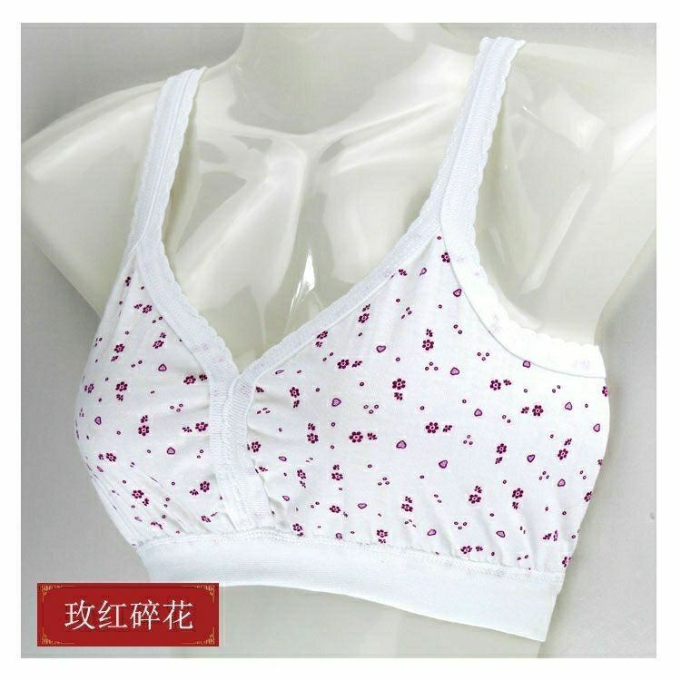中老年纯棉背心女士胸罩吊带妈妈文胸夏季薄款透气内衣无钢圈海绵