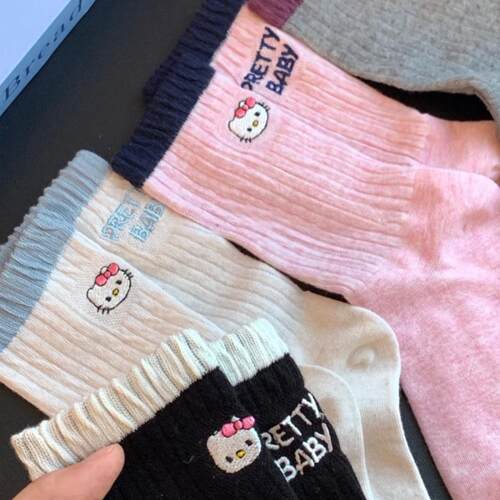 可爱卡通初秋小猫咪刺绣堆堆女AB