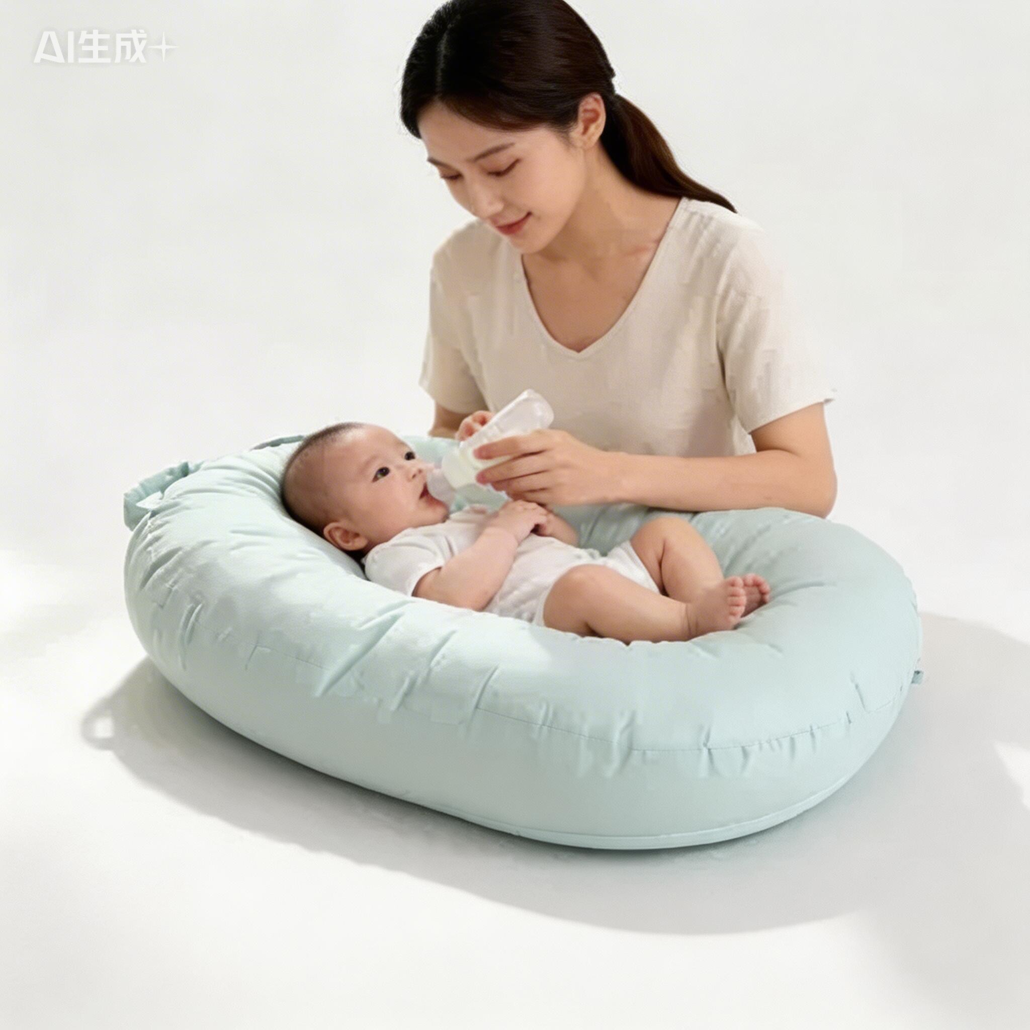 物苑斜坡枕婴儿防吐奶斜坡垫防呛奶哺乳新生儿躺喂奶枕头双层纯棉