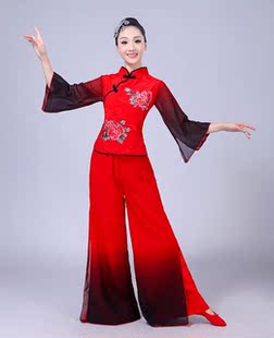 出租古典舞蹈演出服装女新款成人中国风扇子舞民族秧歌服伞舞飘逸