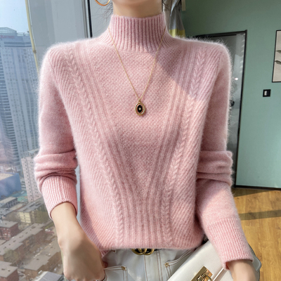 BABY级亲肤山羊绒衫半高领提花