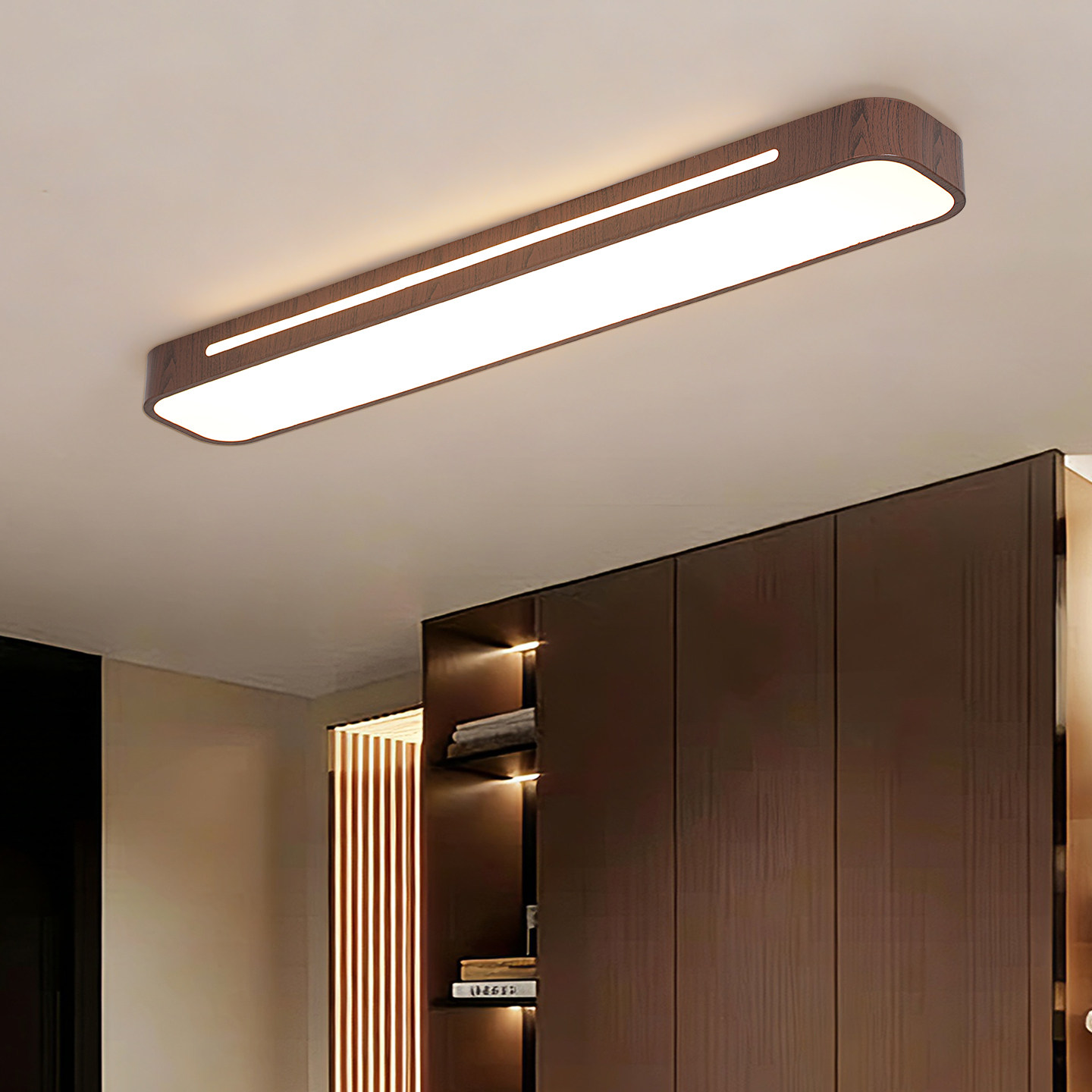 LED长条吸顶灯走廊过道灯现代简约衣帽间玄关灯中式复古木纹色灯,家装灯饰光源,智能吸顶灯,淘宝优惠券,粉丝福利购,淘宝优惠卷