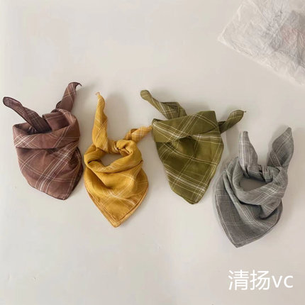 韩版儿童小方巾春秋洋气宝宝小领巾三角巾婴幼儿穿搭凹造型小围巾