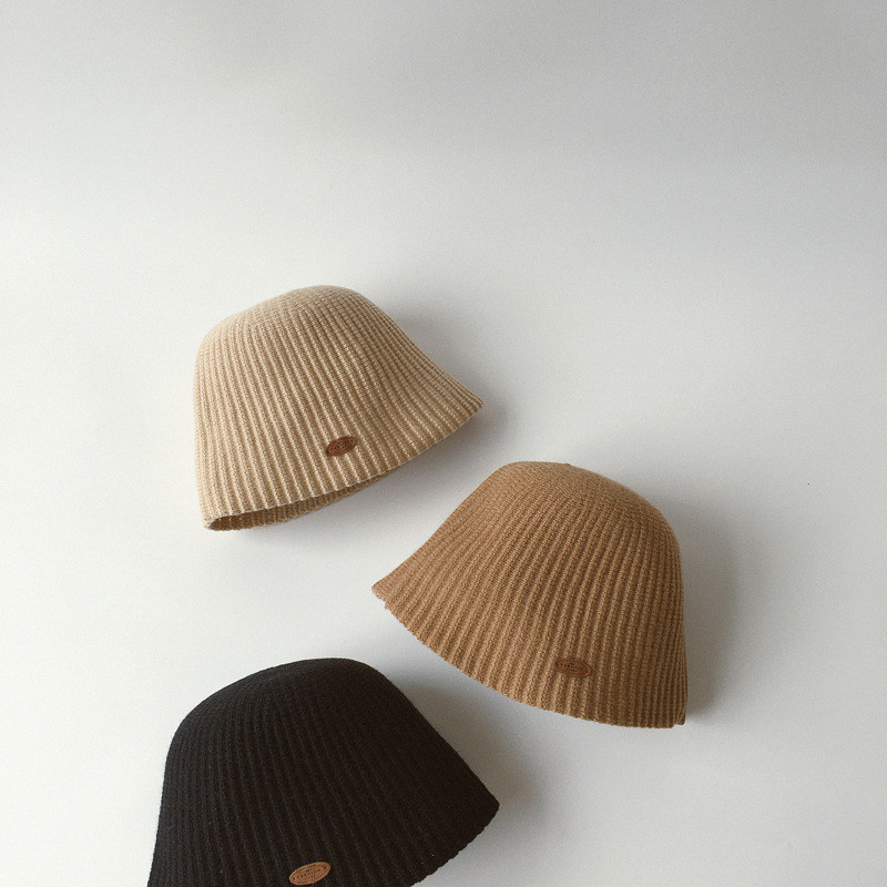 韩国针织儿童帽子凹造型水桶帽