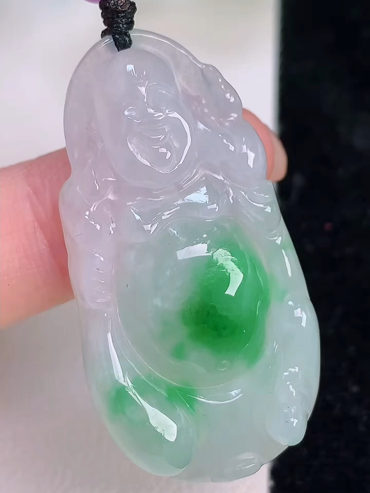 玉坠挂件珠宝首饰正品真品正宗缅甸天然翡翠a货飘绿布袋佛吊坠