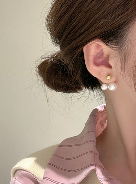 925银针小众设计感珍珠耳钉独特耳环气质高级感耳坠