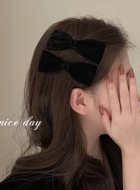 丝绒蝴蝶结发饰夹子头饰发夹刘海夹碎发夹边夹对夹小夹子侧边发卡