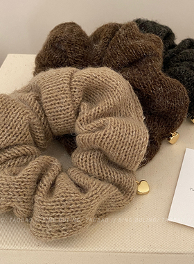 秋冬韩国毛线爱心大肠发圈高级感低马尾头绳丸子头发绳头饰发饰