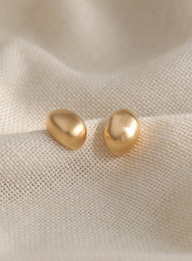 925银针拉丝小豆子耳钉高级感法式耳环小众设计感耳饰