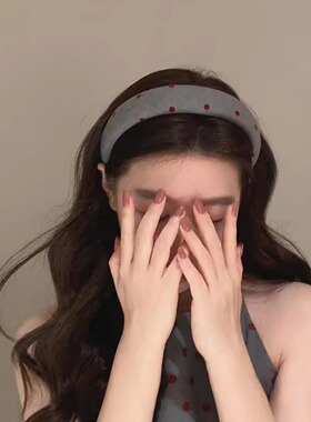 复古红色波点发箍女2024新款高颅顶发卡头饰头箍发饰