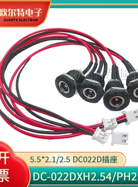 DC-022D电源母插座转接线转XH2.54 PH2.0端子线电动车充电接口线