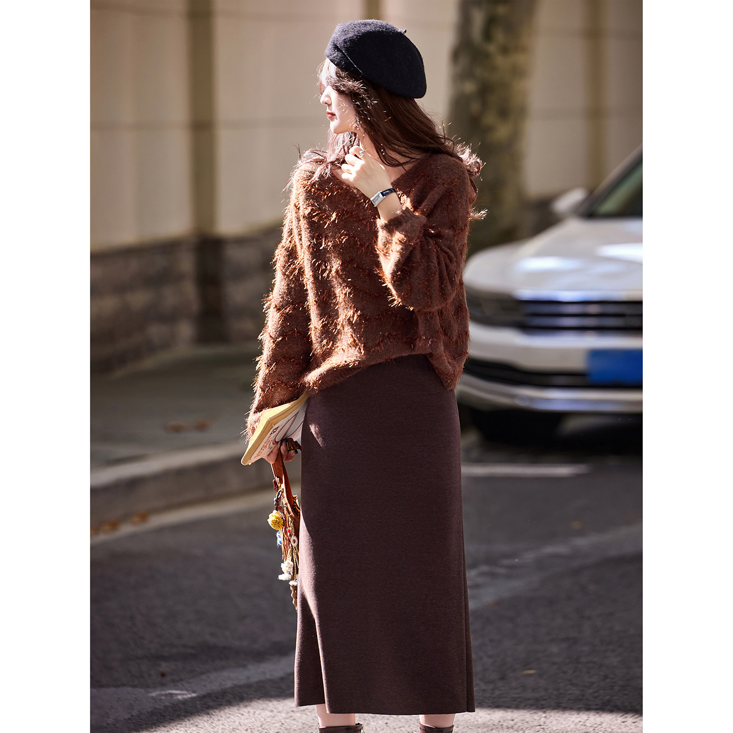 针织两件套冬季圆领毛衣套头衫高腰长款半裙毛呢套装,女装/女士精品,时尚套装,淘宝优惠券,粉丝福利购,淘宝优惠卷