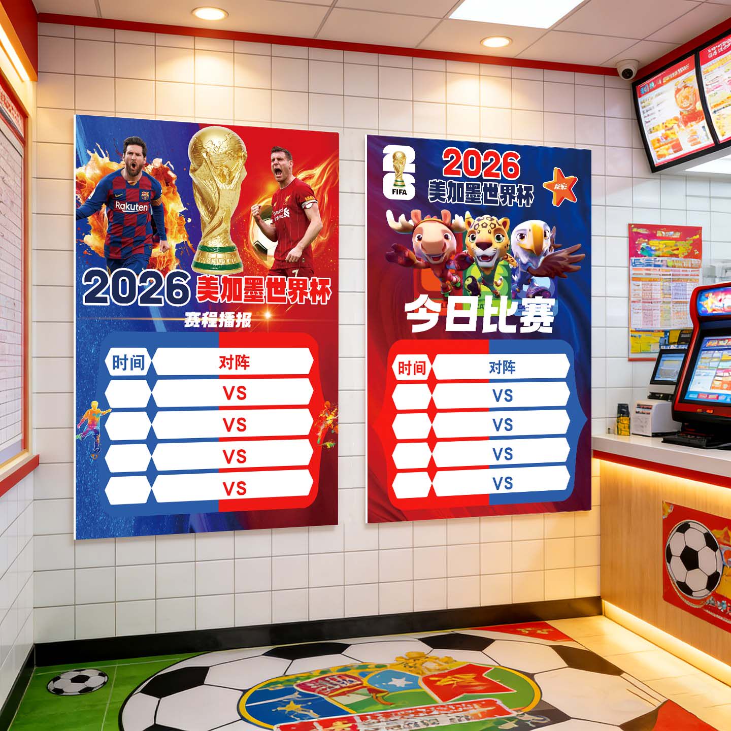 2026美加墨世界杯装饰品氛围足球彩票店酒吧赛程表挂布条幅海报