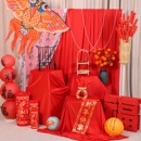 新年元 饰背景布幼儿园环创挂布 旦红色布幔纱幔国风氛围场景布置装
