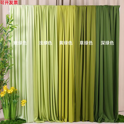 新中式绿色系布幔春天幼儿园环创场景布置背景布国风端午装饰挂布
