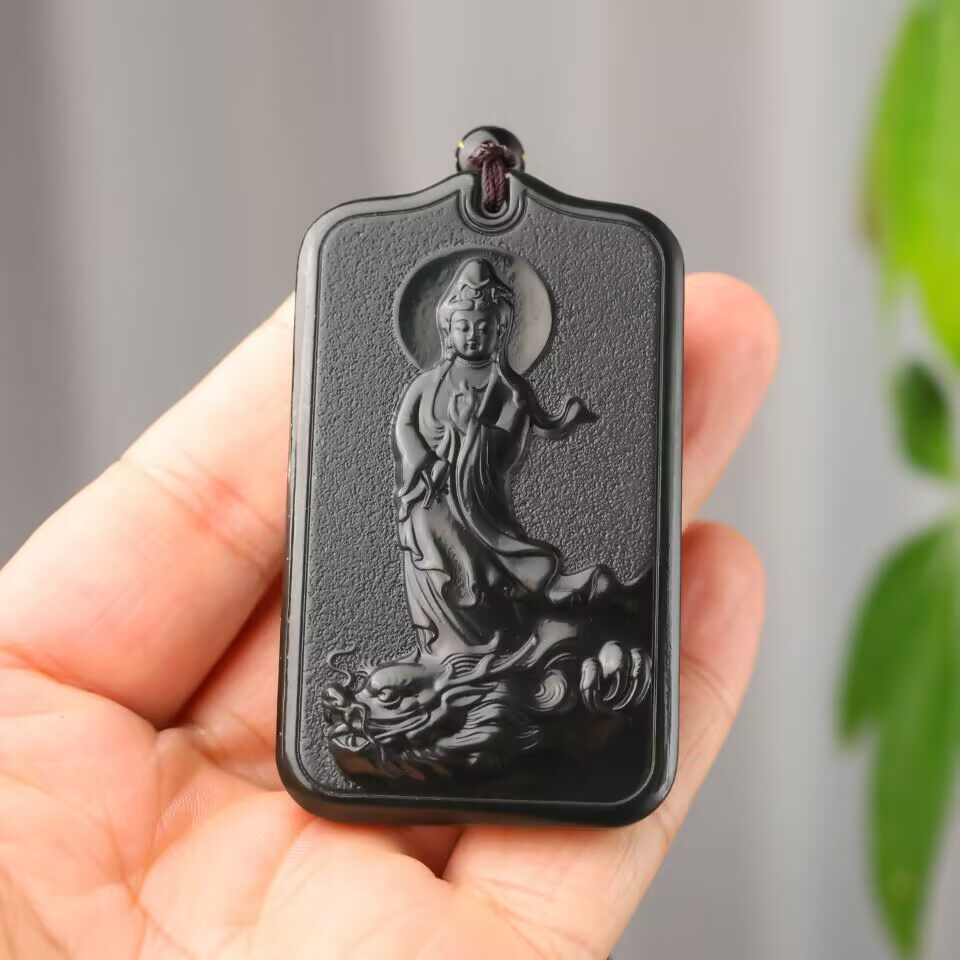 天然和田玉青玉观音菩萨吊坠新中式精致佛像玉石项坠饰品送礼物