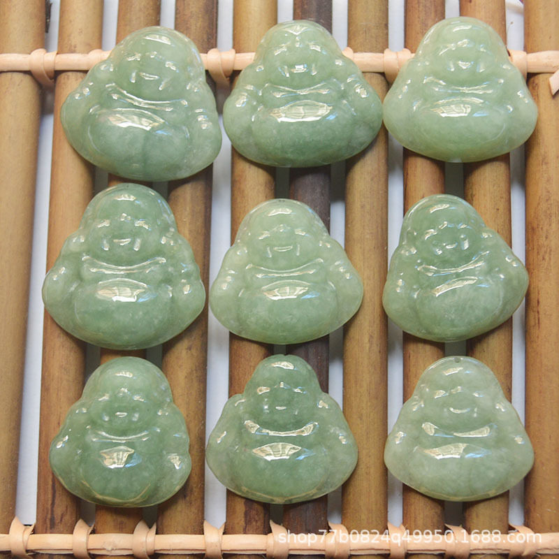 缅甸A货手工翡翠女款项链玉佛吊坠玉器项链弥勒佛女吊坠配饰送礼
