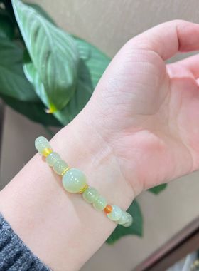 天然和田玉算盘珠手串