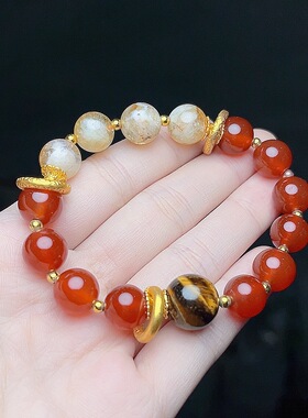 玉阅珠宝天然红玛瑙手链