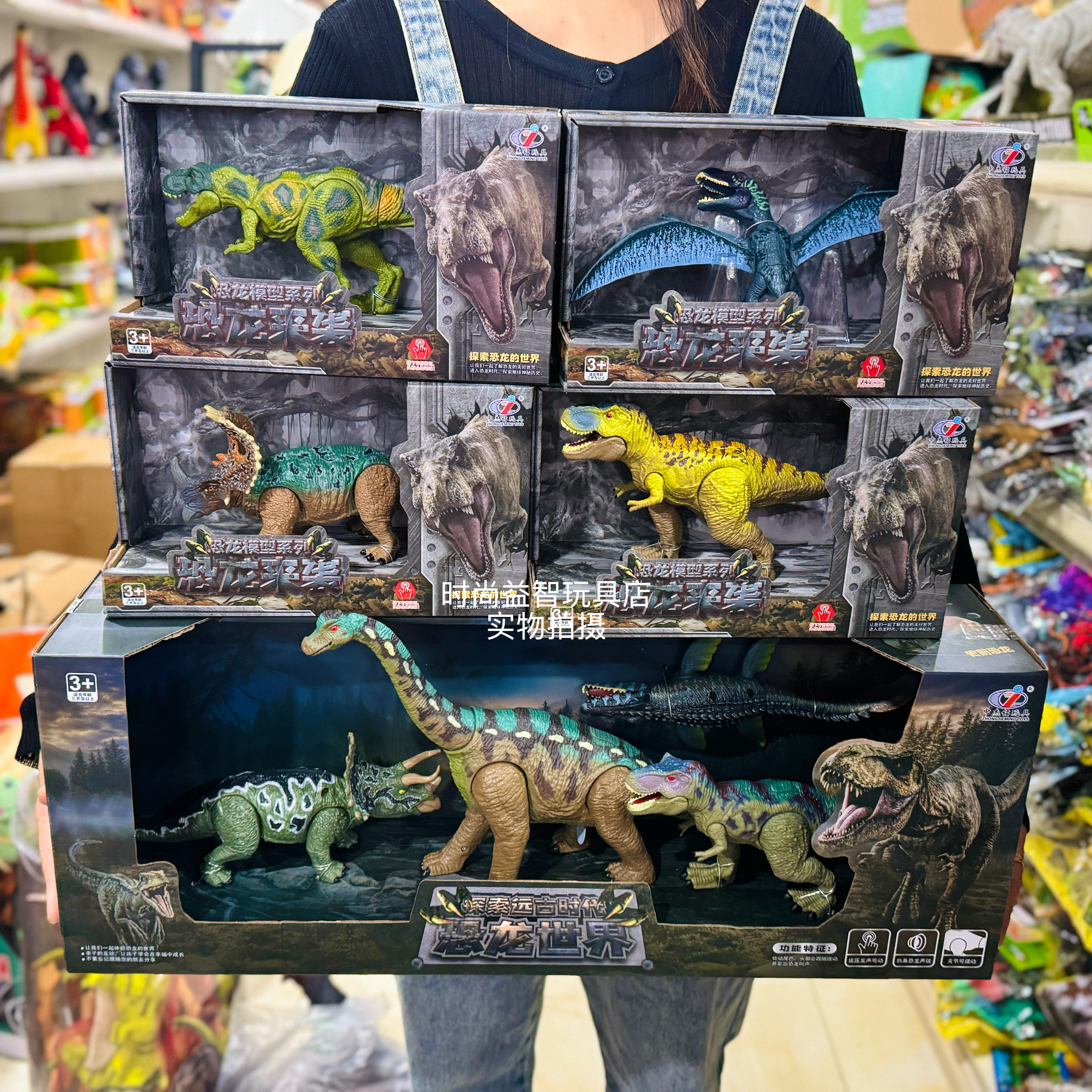 侏罗纪仿真恐龙儿童玩具霸王龙男孩翼龙关节可动按压张嘴沧龙模型