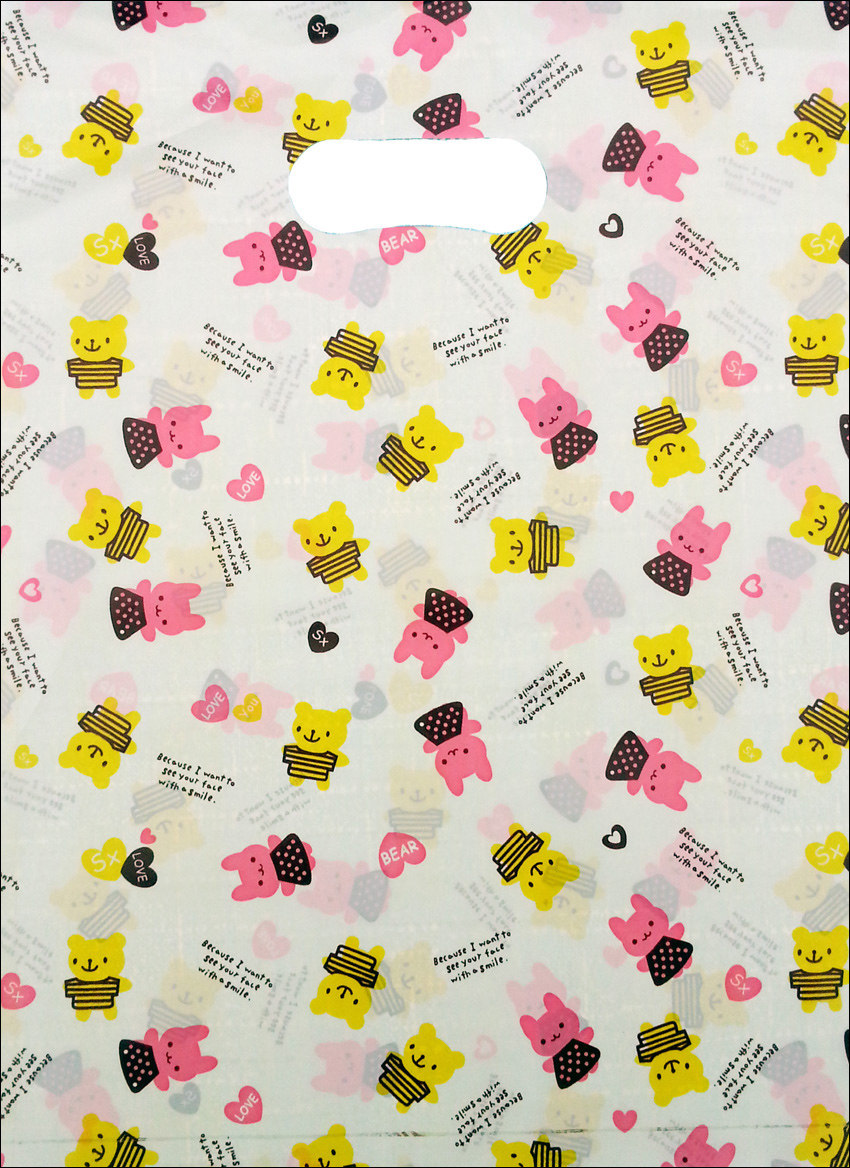 中厚50装卡通塑料袋/手提袋 饰品服装店购物袋外贸礼品袋子批发