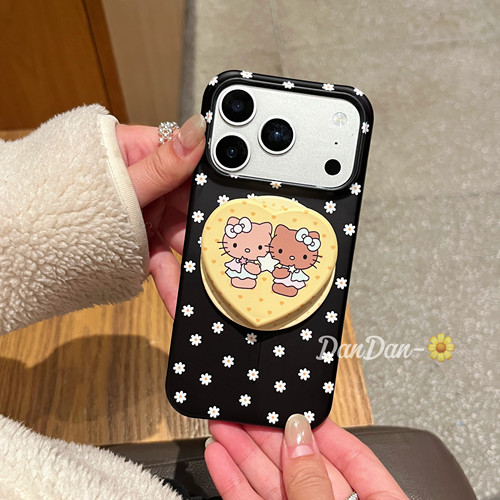 DanDan 新款黑底小雏菊hello kitty磁吸支架适用于苹果17promax手机壳16p/15p少女心17防摔保护套
