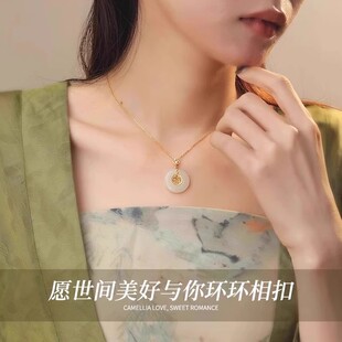 S999足银新中式福运平安扣纯银项链女国潮吊坠送女友生日礼物妈妈