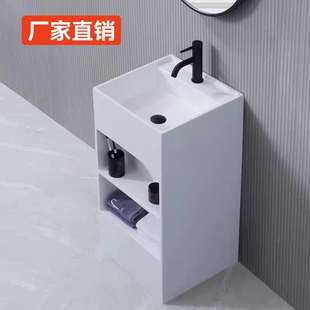 人造石柱盆洗手盆一体台上盆落地式卫生间方形洗漱盆洗面盆带储物