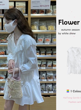 早春艺术生明媚穿搭绝美漂亮小裙子女白色连衣裙轻奢小众不撞款